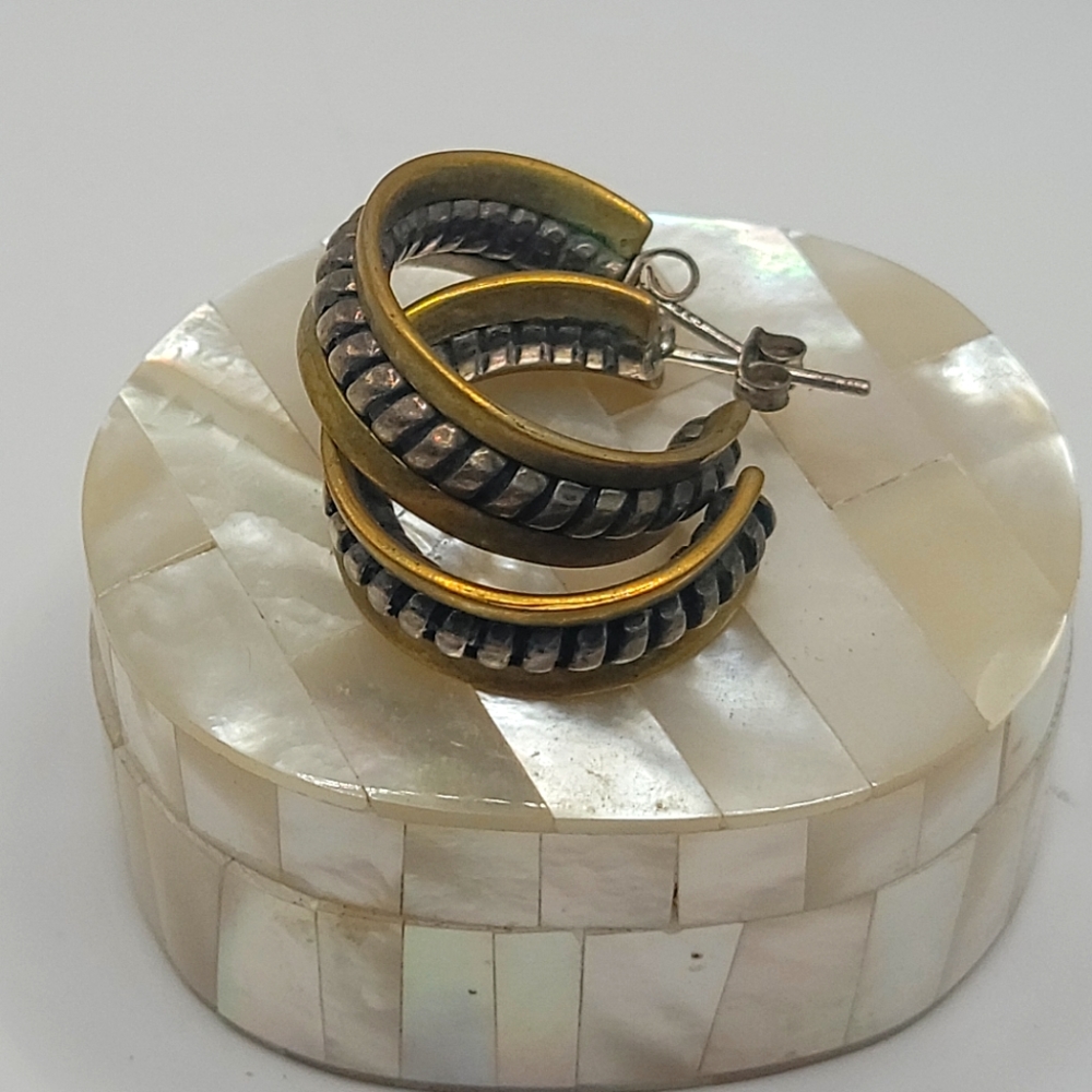 RETIRED SILPADA HEAVY STERLING SILVER 925 ROPE TWISTED HOOP EARRINGS (001ERNG)